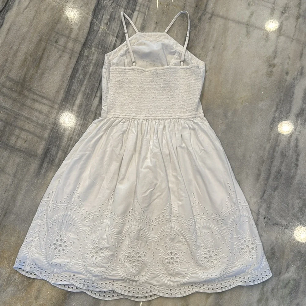 Abercrombie & fitch XS fit and flare halter mini dress cotton eyelet - Picture 5 of 16
